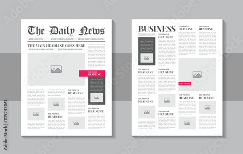 Daily newspaper journal design template or Classy newspaper layout