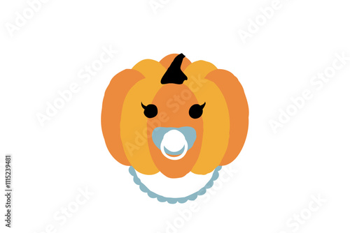 clip art of baby jack-o-lantern with pacifier