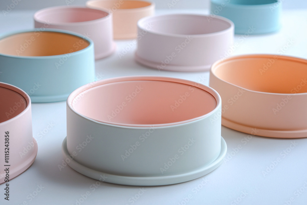 pastel pink and blue ceramic bowls on white background pastel pink and blue ceramic bowls on white background