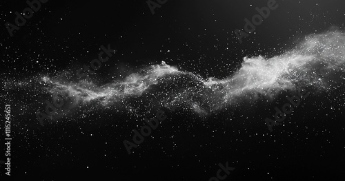 Wallpaper Mural Elegant White Particle Dust on Black Background with Floating Specks and Subtle Light Trails, Ideal for Abstract Textures, Night Sky Effects, and Cosmic Design Elements, Generative AI Torontodigital.ca