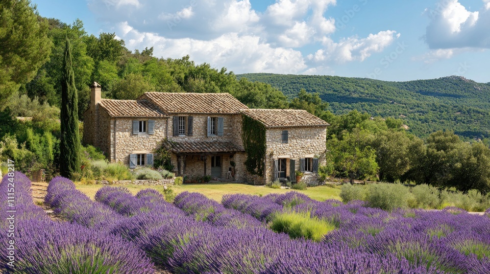 Stone House Amidst Lavender Fields Stone House Amidst Lavender Fields