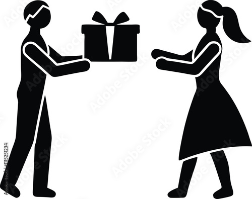 Gift Exchange vector silhouette