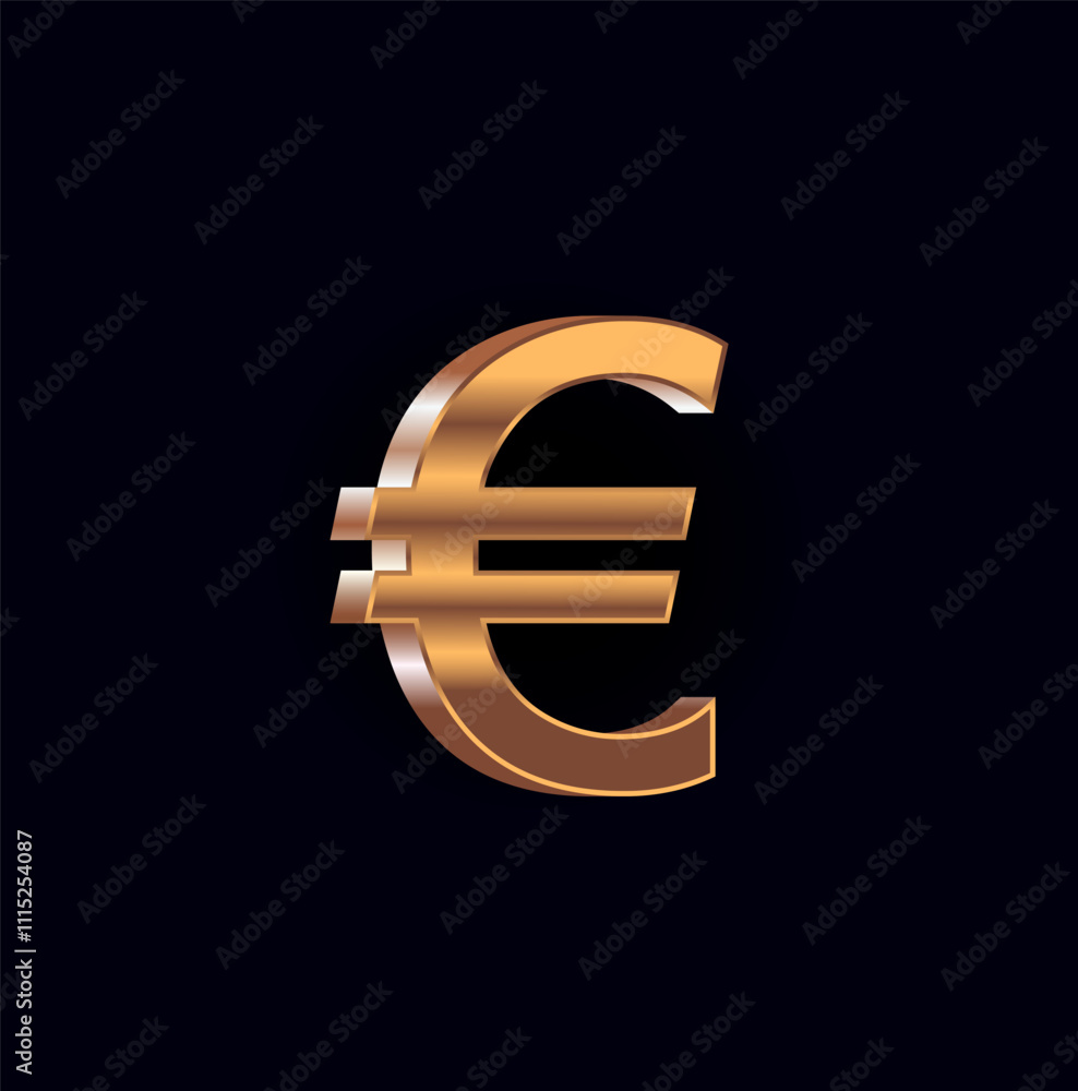 Fototapeta premium Luxurious Golden Currency 3D Symbols Vector Illustration Featuring Euro Signs
