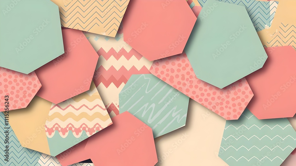 Fototapeta premium Pastel Shapes with Patterns Background