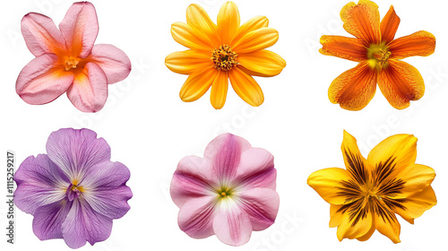 Four flowers in vibrant bloom against a dramatic black background, study in contrast and beauty
