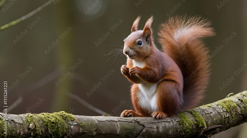 Obraz premium Red squirrel in The County of Northumberland, England 