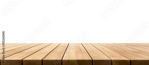 empty wooden floor, wood deck on transparent white background for product display stage, table top, . cutout png photo