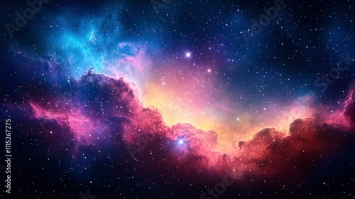 Colorful galaxy scene featuring radiant nebula clouds cosmic starlight and sparkling stars capturing the beauty of the endless universe photo