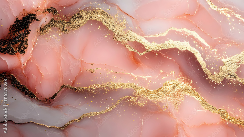 Fototapeta premium Pink Gold Abstract Art: Elegant Marble Texture Design