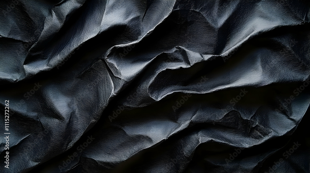 Obraz premium Dark, Crumpled Fabric Texture: Abstract Black Drape Background, Elegant Design Element