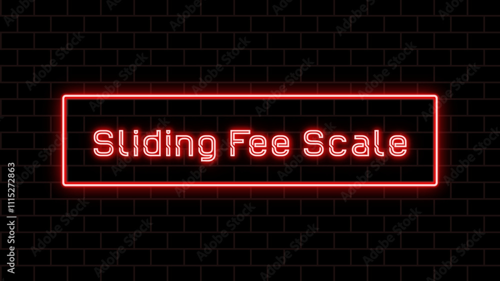 Sliding Fee Scale のネオン文字イラスト Sliding Fee Scale のネオン文字イラスト