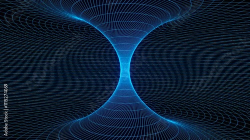 Wired gravity Bent Space time hole. Warped Grid wormhole throat Dimensional Relativity motion graphics
