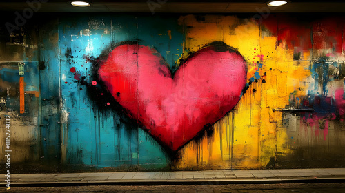 Vibrant Heart Graffiti Art:...