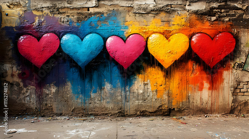 Colorful Heart Graffiti on ...