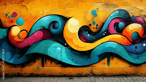 Vibrant Wave Graffiti Wall ...
