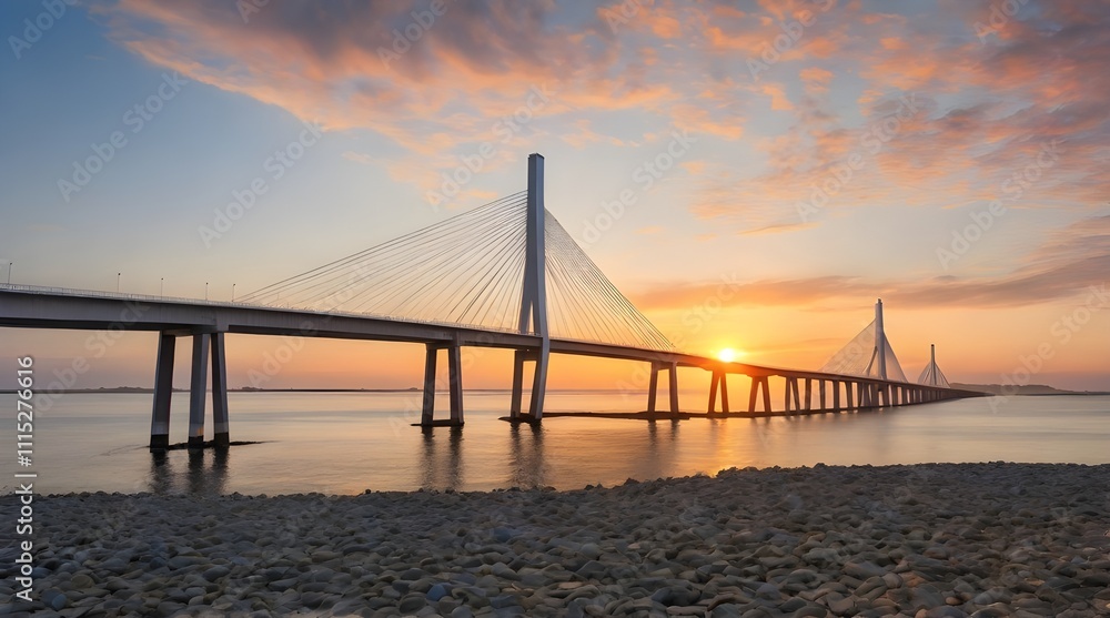 Fototapeta premium The Zeeland Bridge in Zeeland The Nether.generative.ai