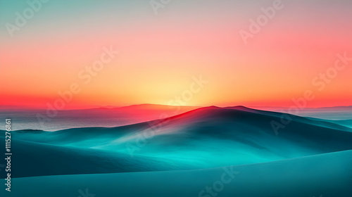 Vibrant Sunset over Teal Ro...