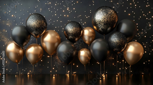 Black and Gold Balloons Ill...