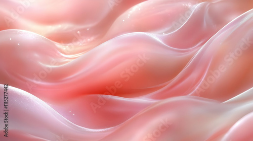 Soft Pink Silk Waves: Abstr...