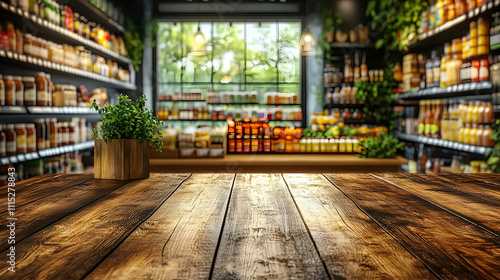 Wooden Table in Grocery Sto...