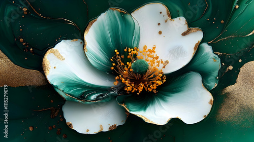 Emerald Bloom: Abstract Flu...