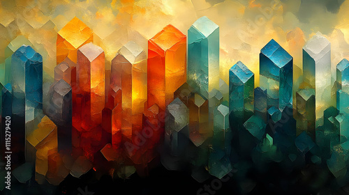 Abstract Crystal Cityscape ...