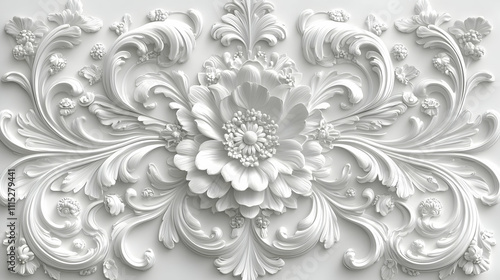 Elegant White Floral Rococo...