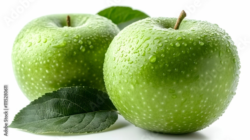 Green Apple with Water Drop...