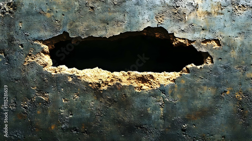 Concrete Wall Shows Damage,...