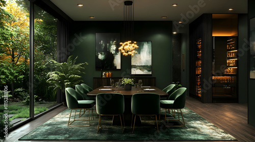 Luxurious Emerald Dining Ro...