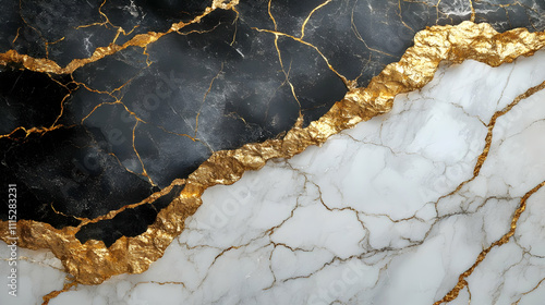 Abstract Gold and Black Mar...