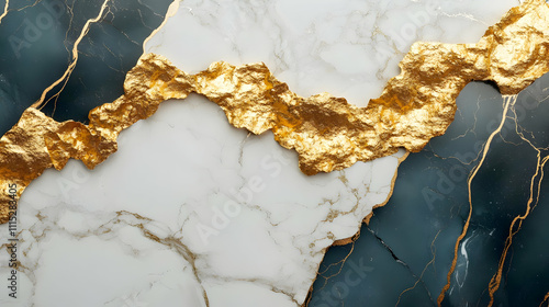 Gold Accents on Marble Abst...