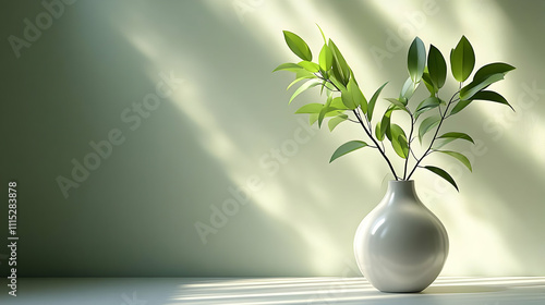 Green Branches in Vase: Sim...