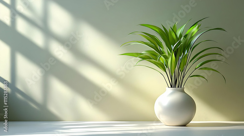 3D Render Green Plant in Wh...