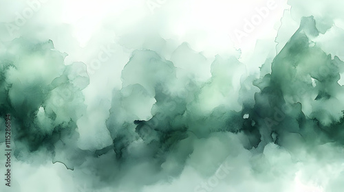 Abstract Green Watercolor: ...