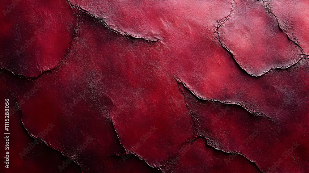 Fototapeta premium Red Abstract Background - Wavy Texture, Dark Red Tones, Grunge Style