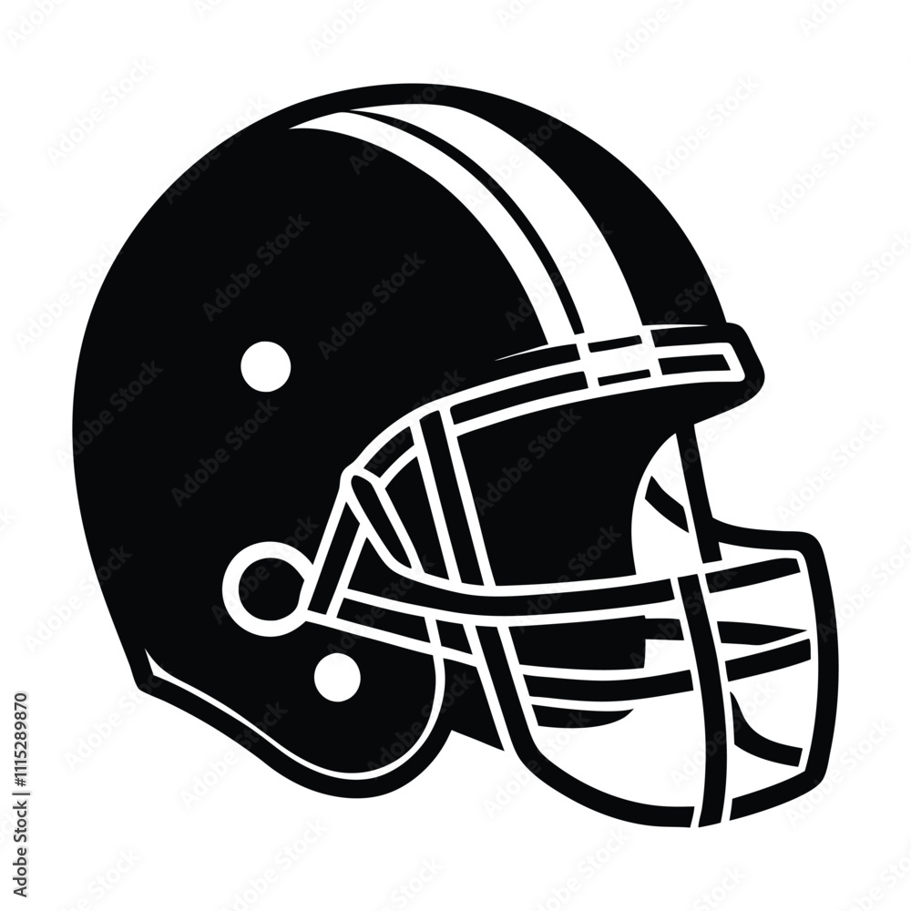 Fototapeta premium American football helmet silhouette white background.