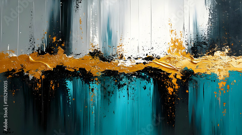 Teal Gold Abstract Painting...