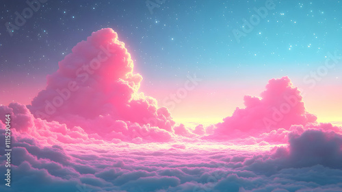 Pink Cloudscape: Dreamy Sun...