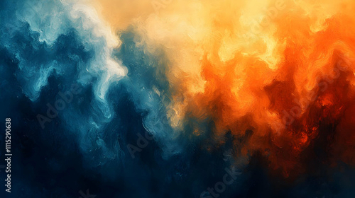 Wallpaper Mural Abstract Art: Blue and Orange Swirls, Dynamic Contrast, Visual Harmony, Expressive Texture, Oil Painting Style, Intense Colors, Modern Art, Artistic Expression, Creative Colorscape, Emotional Depth Torontodigital.ca