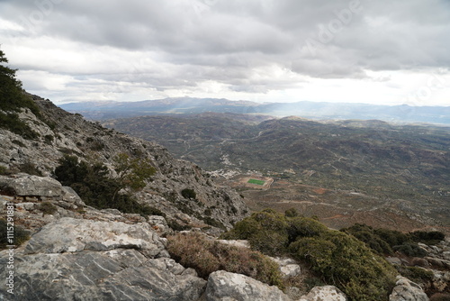 panorama from Rouvas gorges and mountain roads , Crete photo