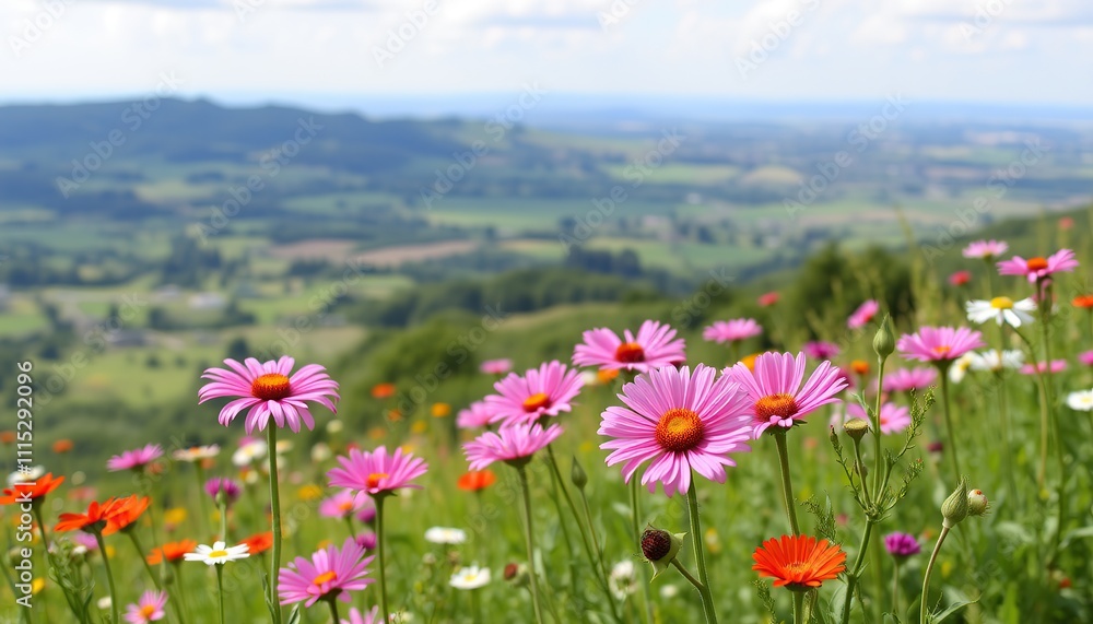 Blumenwiese - Hintergrund Panorama - Sommerblumen Blumenwiese - Hintergrund Panorama - Sommerblumen