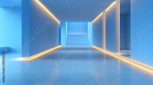 Modern Blue Hallway with Il...