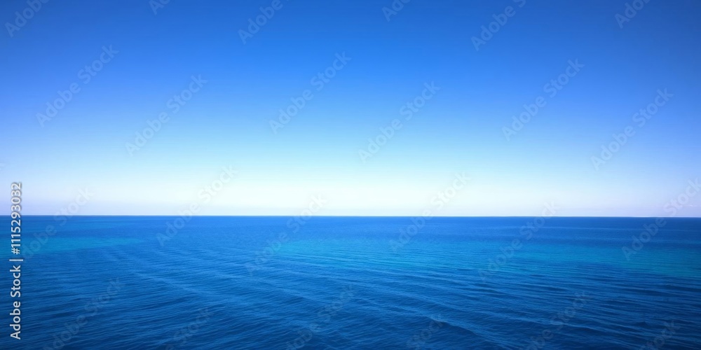 Obraz premium A serene seascape background featuring a vast expanse of the deep blue ocean meeting the horizon, peaceful, minimalist, scenic