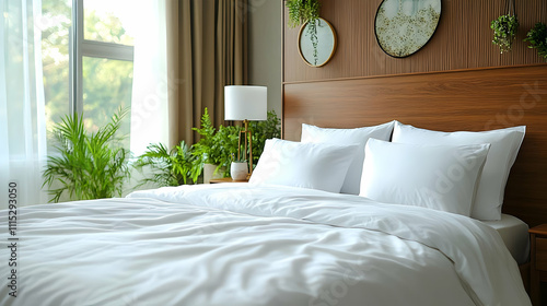 White Bedding with Plants i...