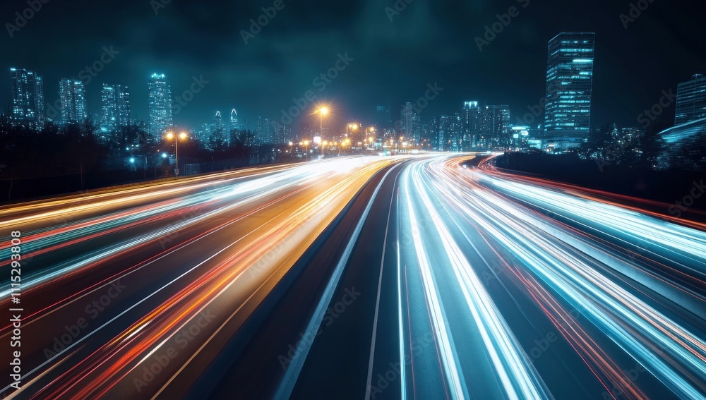 Cityscape at Night with Light Trails Cityscape at Night with Light Trails