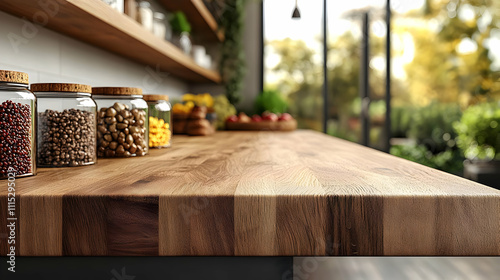 Wooden Countertop with Jars...