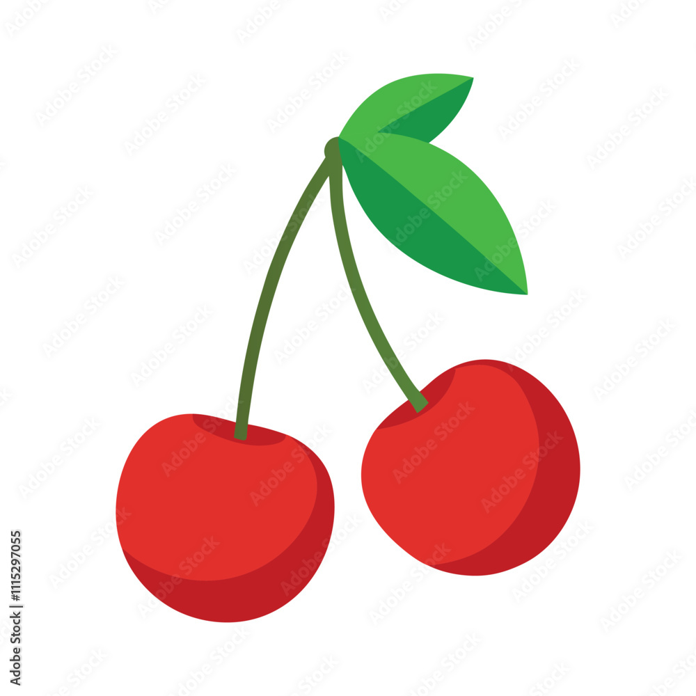 cherries with leaves cherries with leaves