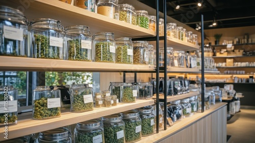 Wallpaper Mural Bulk Food Store Interior with Glass Jars Filled with Herbs, Snacks, and Dried Goods Torontodigital.ca