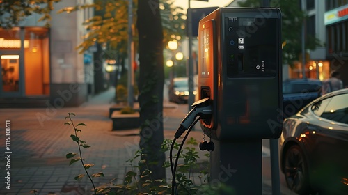 Wallpaper Mural On a city street a generic electric car charger Torontodigital.ca